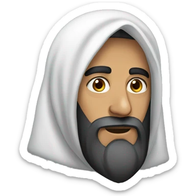 An Arab man wearing a hood and long beard sticker