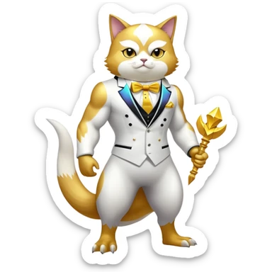 Transcendent celestial infinity cosmic galactic energy Mega neon unicorn dragon hydra hyper rare golden penguin Golden Divine god angel Omni Black and white Super muscular Buff sigma Gigachad cat full body tuxedo colored  sticker