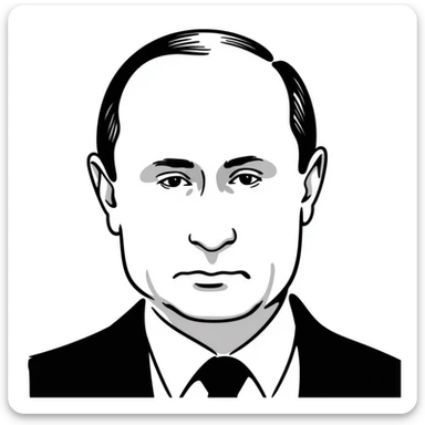Vladimir Putin portrait with realistic details, stern expression, close-up of face sticker