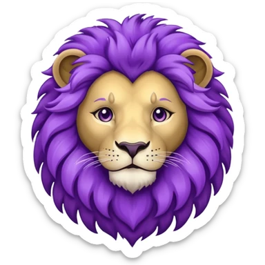 glitter purple and cian lion sticker