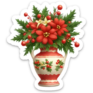 Christmas vase with flowers sticker