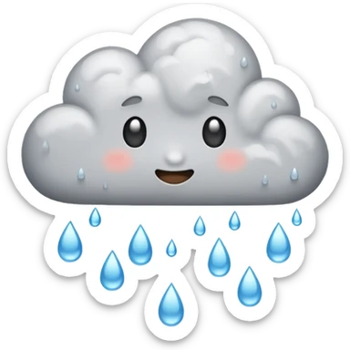 emoji of grey cloud is raining sticker