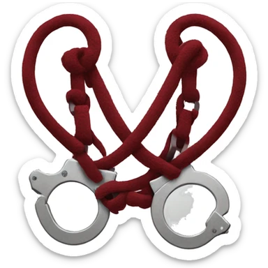 fuzzy handcuffs dark red sticker