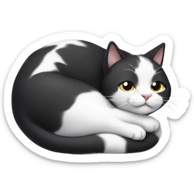 Black and white cat sleeps on his back sticker