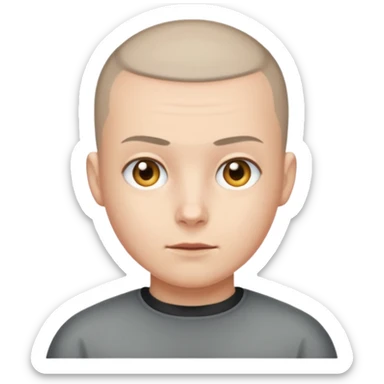 Buzz cut emoji not smiling and white skin color sticker
