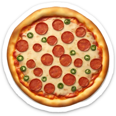 Pizza topped with pepperoni and jalapeños sticker