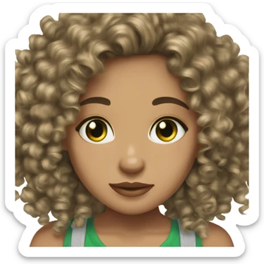 latina baddie lightskin green eyes curly hair with braces sticker