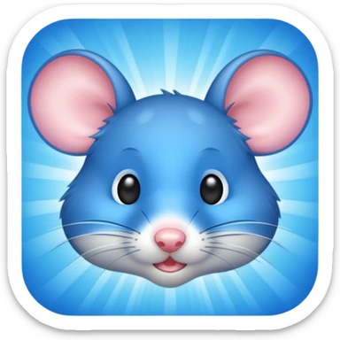 A mouse face with blue sun rays sticker