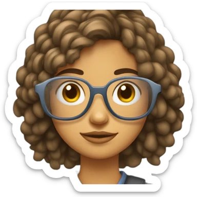 Chica con lentes cabello ondeado de tez trigueña  sticker