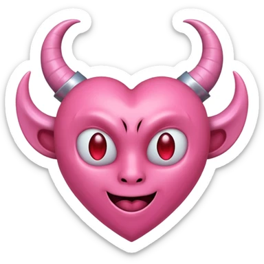 a plain pink heart with demon horns on it, no face sticker