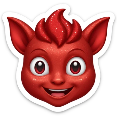 red glitter imp happy sticker
