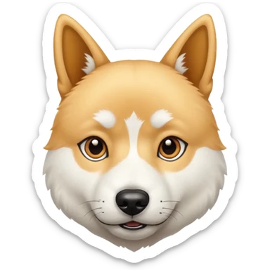 White Jindo dog has shrap face sticker