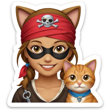 pirate girl with cat face sticker
