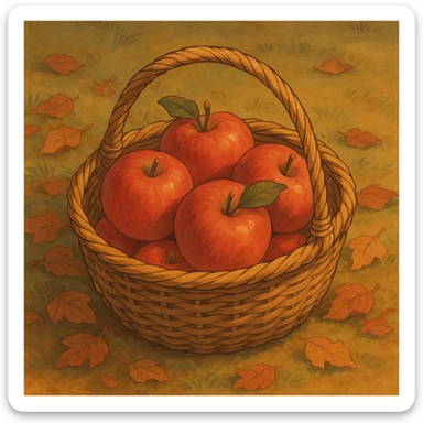 cozy basket of apples after apple picking sticker