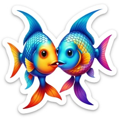 fishes kissing sticker