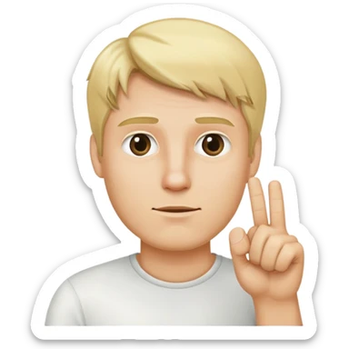 a blond man, showing one finger to say wait sticker