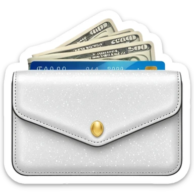glitter white wallet with money and card sticker