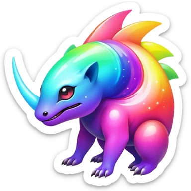  exotic tropical iridescent colorful nebula rainbow gradients cyber-Protogen-Fakémon-Pokémon-Vernid-creature sticker