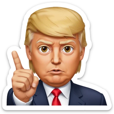Super realistic Donald Trump pointing index finger up, realistic eyes sticker