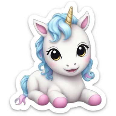 Cute anime baby unicorn sticker