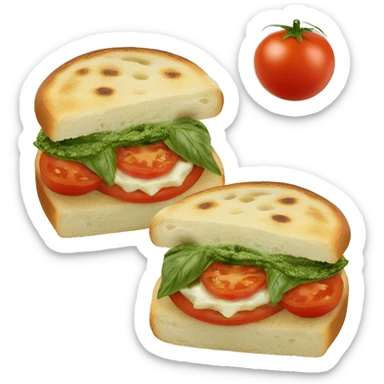 Panino with tomato, mozzarella and green pesto  sticker