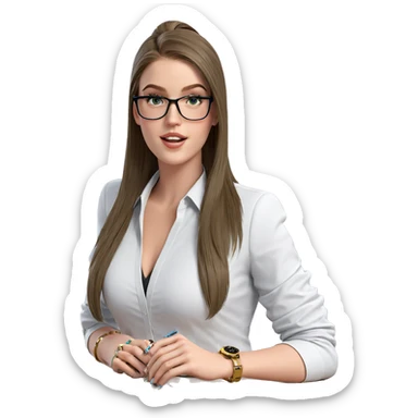 office lady with accessories sticker