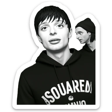 realistic monochrome boy portrait sticker