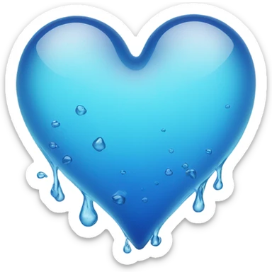 Blue clear Heart made out of water  sticker
