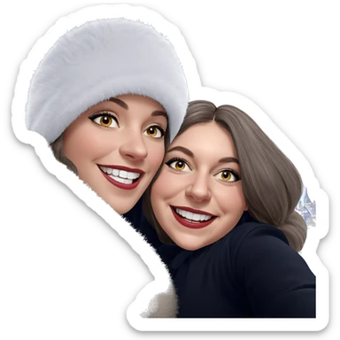 happy girls in stylish hats sticker