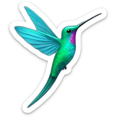 A mermaid colored hummingbird on a cibeliia logo sticker