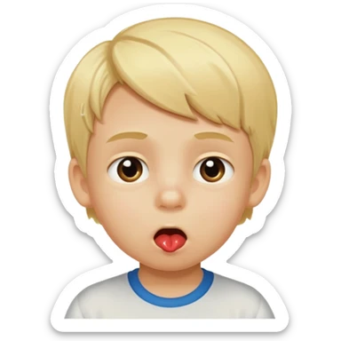 Blonde kid drooling with numbers 67 next to him  sticker