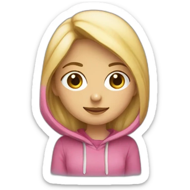una chica rubia con una sudadera y una capucha saludando sticker