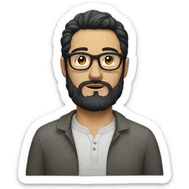 White man with a black beard and round glasses sticker
