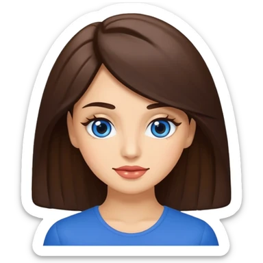 Memoji piel morena ojos cafés cabello largo color azul con esté 🖕🏻emoji sticker