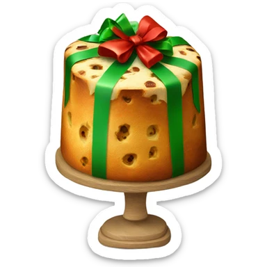 Christmas panettone with green and red bow sticker