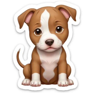 brown and white pit bull puppy sticker