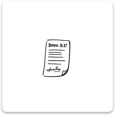 paper document with a paragraph of text and a handwritten signature at the bottom sticker
