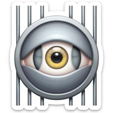Large eye behind metal bars. sticker