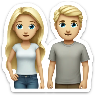 A blonde haired girl with her boyfriend who was dark colored hair. They both have blue eyes  sticker