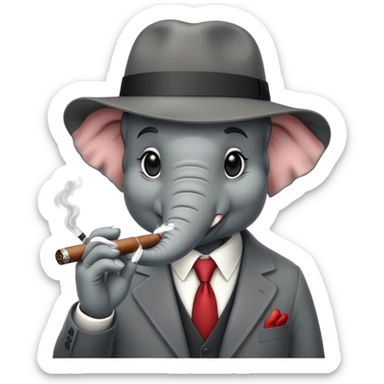 elephant mafia boss with hat and cigar sticker