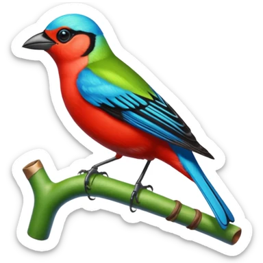 Still life, hyperrealistic, bold and bright, highly detailed, Red-necked Tanager, 8k. No emoji icons, no emoji faces, no human figures  sticker