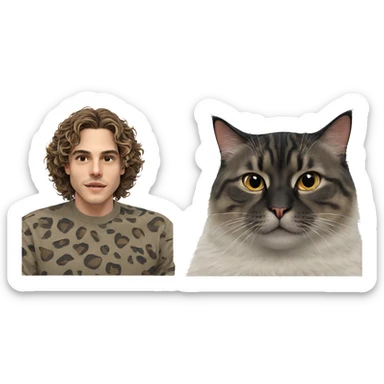 realistic cat portrait on white sticker