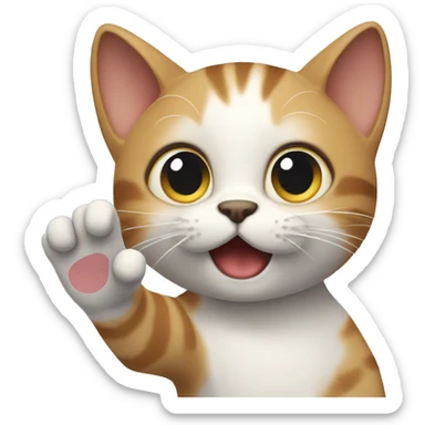 cat waving hand
 sticker