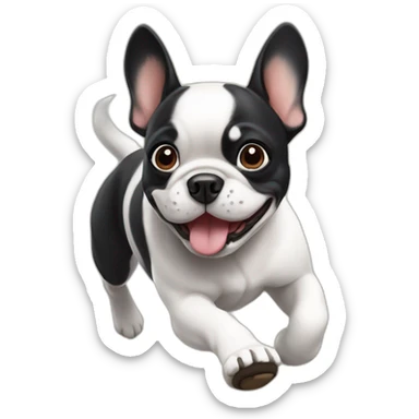 Frenchie dog running sticker
