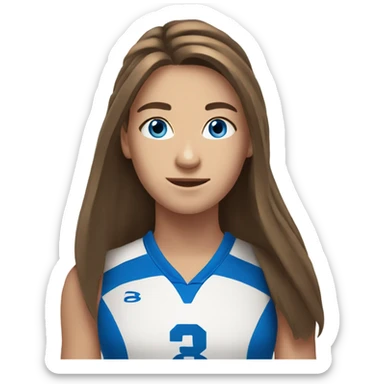 Volleyball teen player with long brown hair and blue eyes  sticker
