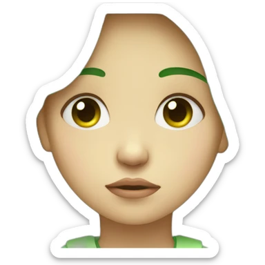 sad sick kid green face girl sticker