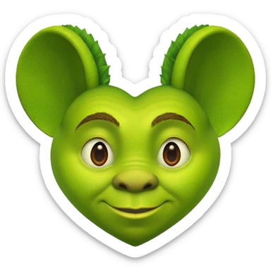 green heart emoji but with shrek ears (no face within heart) sticker