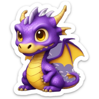 purple dragon with yellow eyes wearing wizard clothes sticker