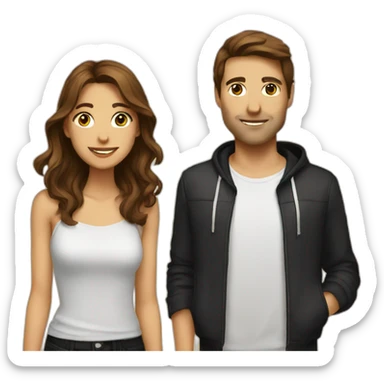 Brown hair couple at a techno party sticker