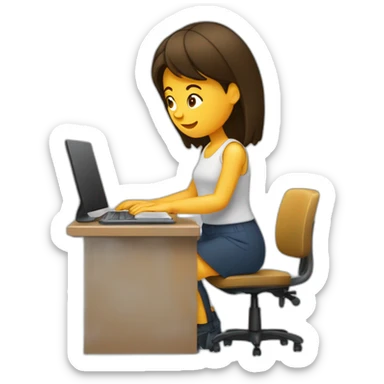 Fille Brune derrière son ordinateur sticker